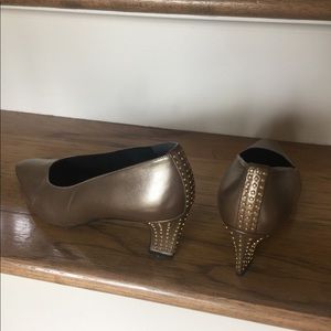 Stuart Weitzman metallic studded heels